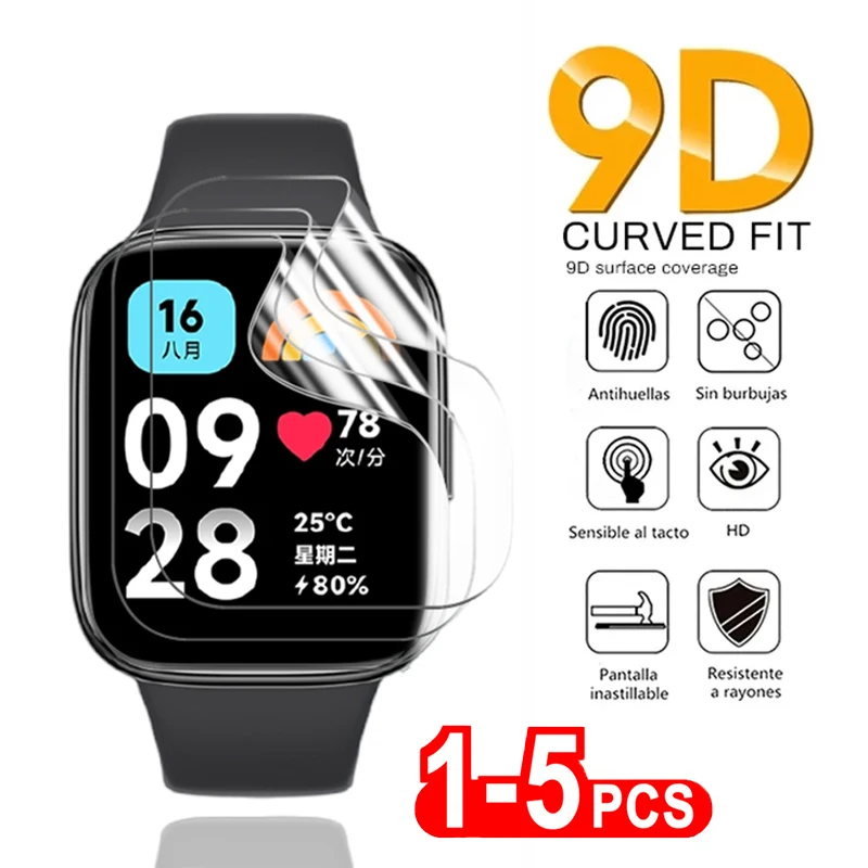 1-5PCS Hydrogel Film For Redmi Watch 3 Acitve HD Screen Protector on Xiaomi Watch Lite 2019 Color POCO Soft TPU film Accessories