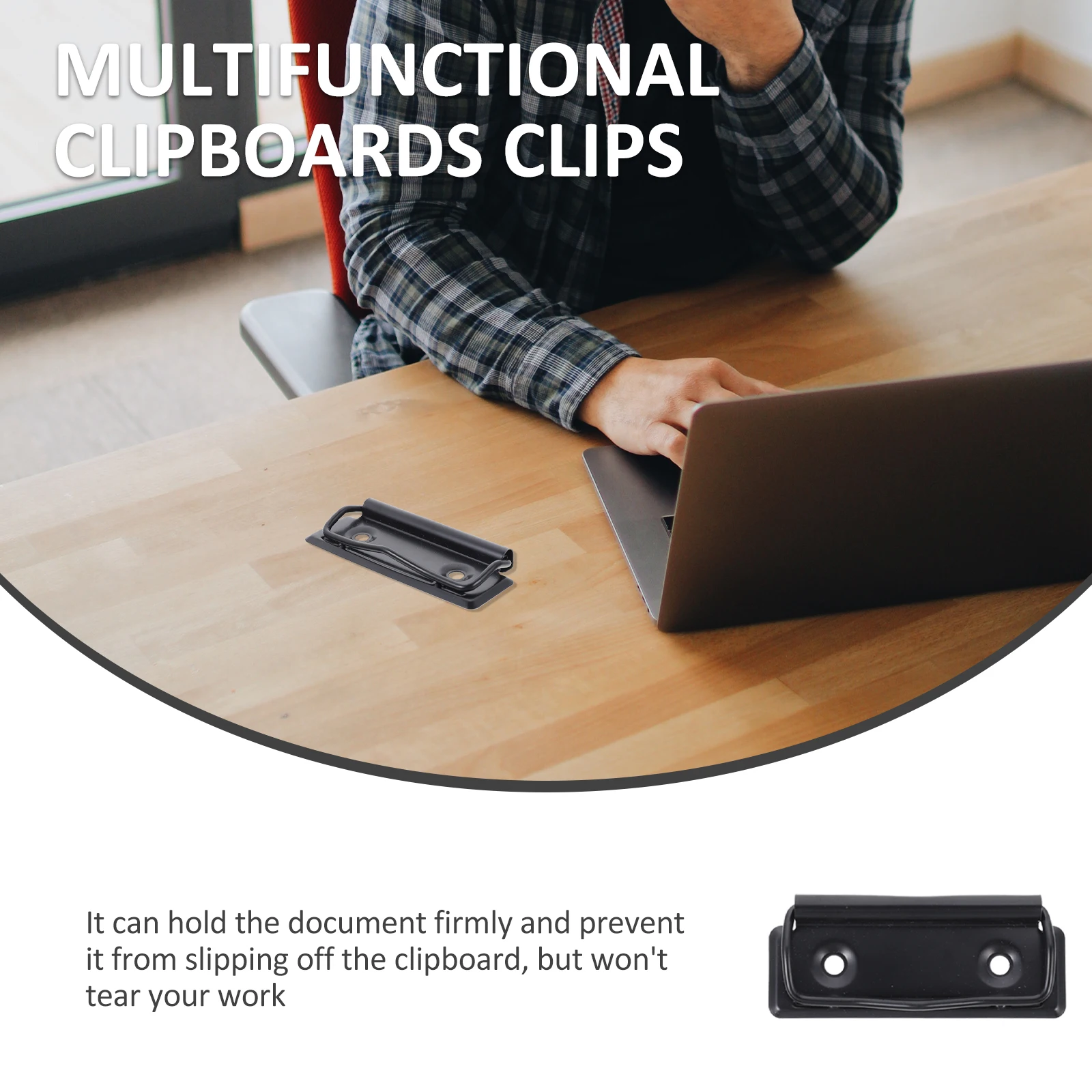 Clipboard with Storage Stationery Plate Holder Paper Clips Black Iron Document Office