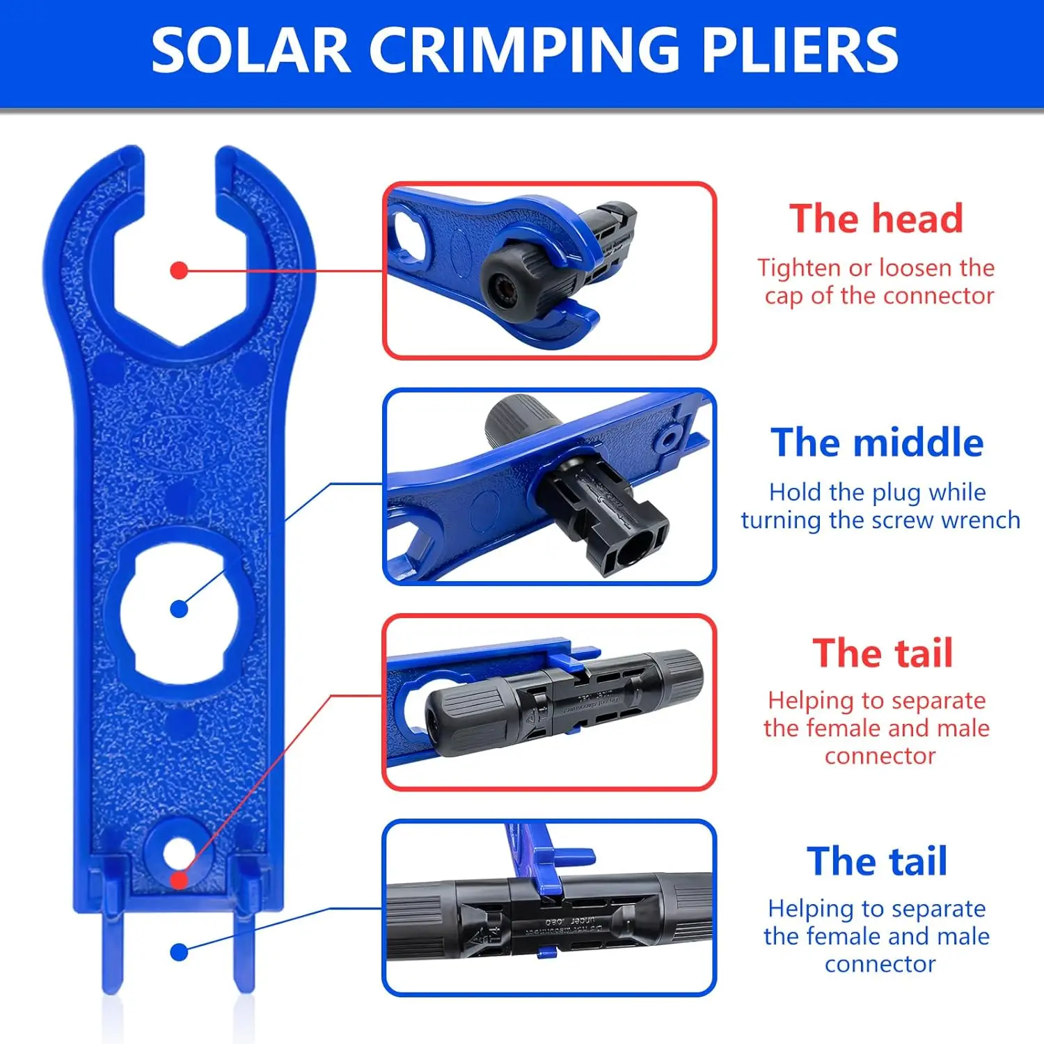 60PCS Solar Panel Connector Kit Solar Crimper Tool for Connecting Cable Wire Durable Solar Connector Set for Renewable Energy