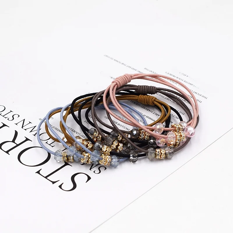 

Korean Sle Hair Ties Women's Hair Ba Crystal Beads Hair Ba Simple Design Hair Accories Fre out New Faion