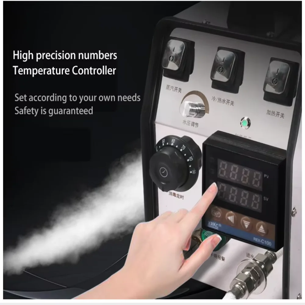 เครื่องทำความสะอาดไอน้ำอุณหภูมิสูง ปรับแรงดันได้ เครื่องทำความสะอาดด้วยไอน้ำไฟฟ้า สำหรับทำความสะอาดรถยนต์และขจัดคราบไขมันในครัวเรือน