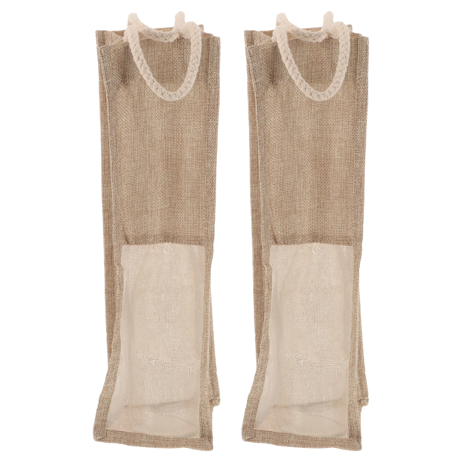 

2Pcs Wine Bottle Gift Bag Jute Red Wine Carrier Tote Transparent Window with Handles for Party Gifts Liquor Bottle Bags
