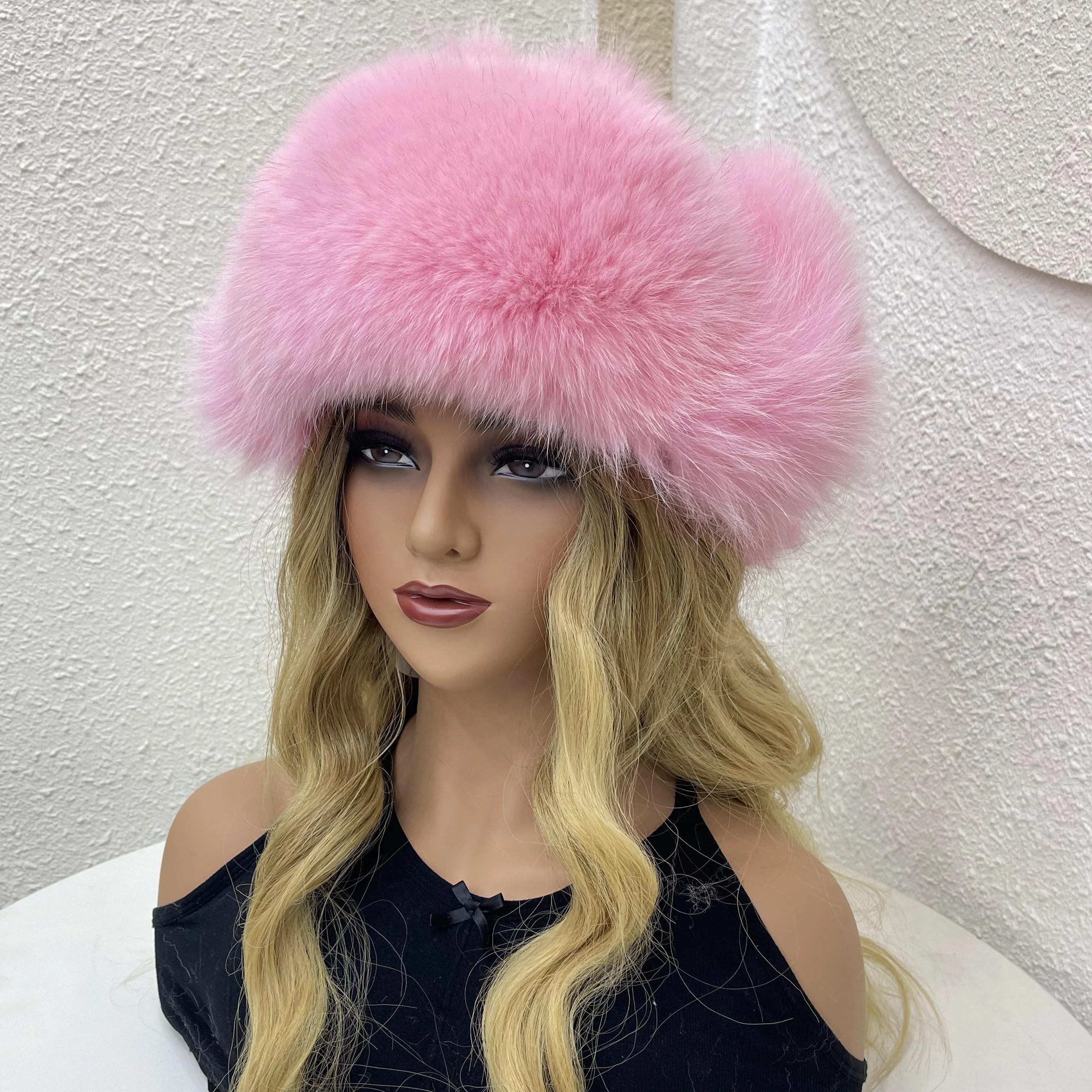 Hot Sale 100% natural Fox Fur Hat Women Cap Thick Fur Cap Winter Warm Hat Female Fashion For Women Hat With Earmuffs Hat