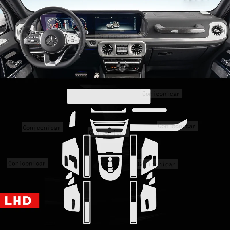 For Mercedes Benz G Class W464 G500 G350 AMG G63 2019-2022 Car Door Handle Center Console Gear Navigation TPU Protective Film