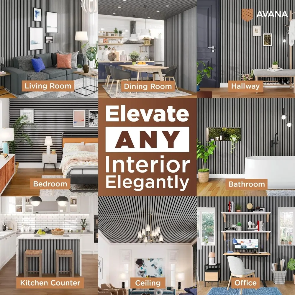 Nowoczesne akustyczne panele ścienne z drewna – 240 x 32 cm szare panele akustyczne z dębu 1 szt. – Panele ścienne do dekoracji wnętrz