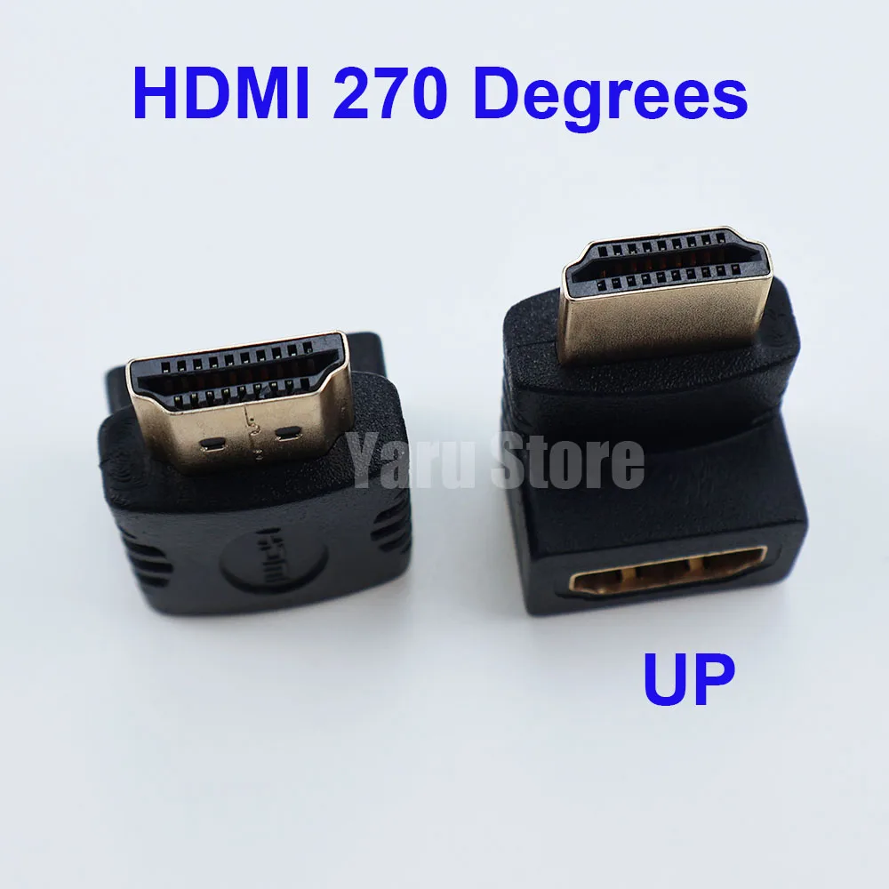 Yaru Store 1-3PCS HDMI 270-Degree Right-Angle Male to Female Converter, Mini/Micro HDMI Compatible Adapter, 4K HD Connector