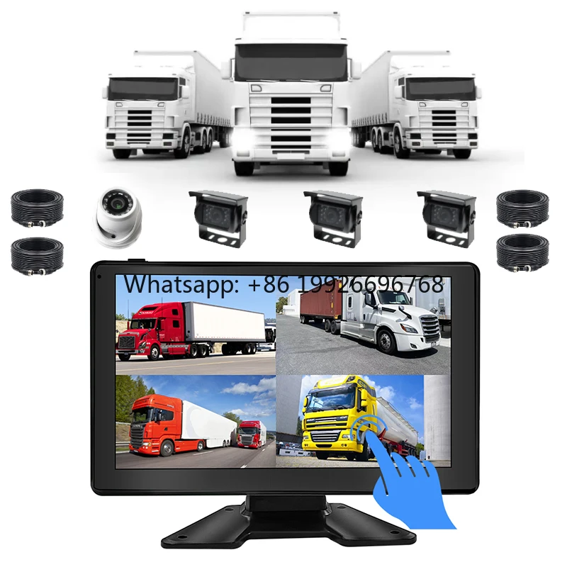 

9-Inch AHD Four Split Screen Car Monitor Portable LCD Vehicle Dashboard Video Recorder for Trucks Buses School Buses