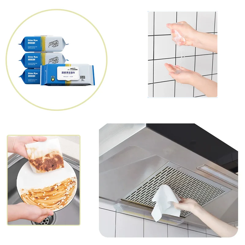 Kitchen Wet Wipes Powerful Degreasing Cloth Household Disposable Cleaning in Addition To Heavy Grease Hood Wet Paper Towel