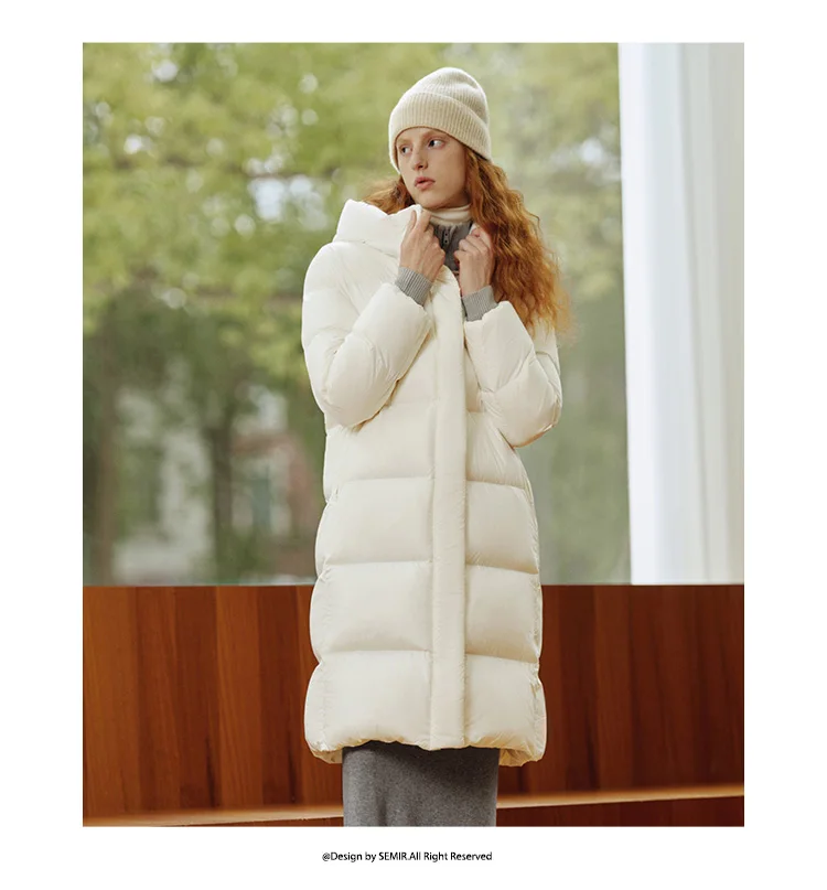 Semir Daunenjacke für Damen, Winter, lang, 90 % Entendaunen, wasserdicht, ölfest, schmutzabweisend, 2026, neue einfarbige Winterkleidung mit Kapuze für Damen – Detail 3
