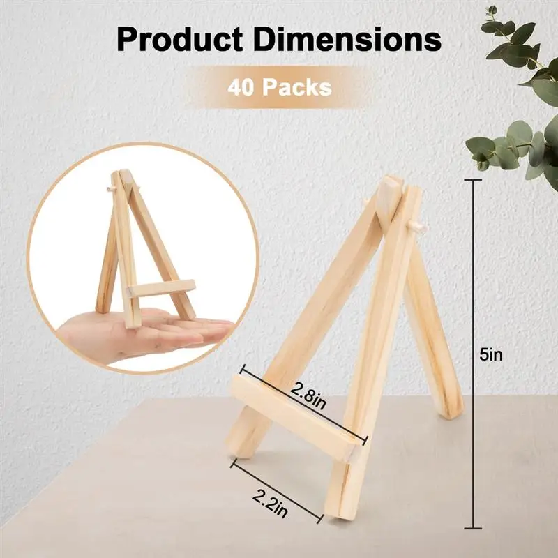 40Pcs Mini Wood Display Easels A-Frame Artist Painting Mini Tripod Easels With Adjustable Angle Wooden Canvas Display Stands