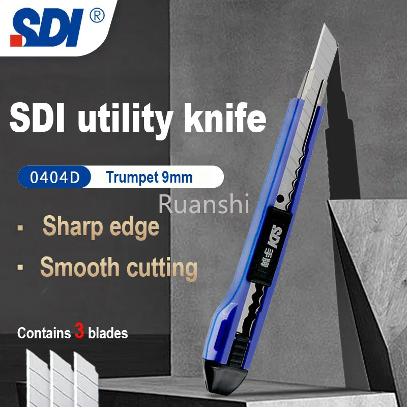 SDI Small Art Knife 9mm Wide Film Wallpaper Trimming cutter 0404D Paper Knife Utility Type Paper cutter Express cut art tool