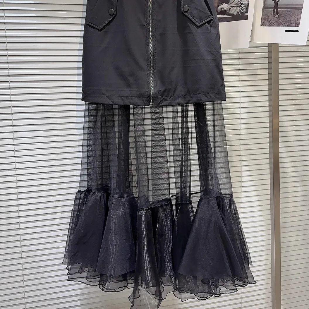 Primavera 2026 Street Sle Me Splice Gonna longuette Gonna ket da donna Casual Sle a vita media Gonna a trapezio Taglio dritto