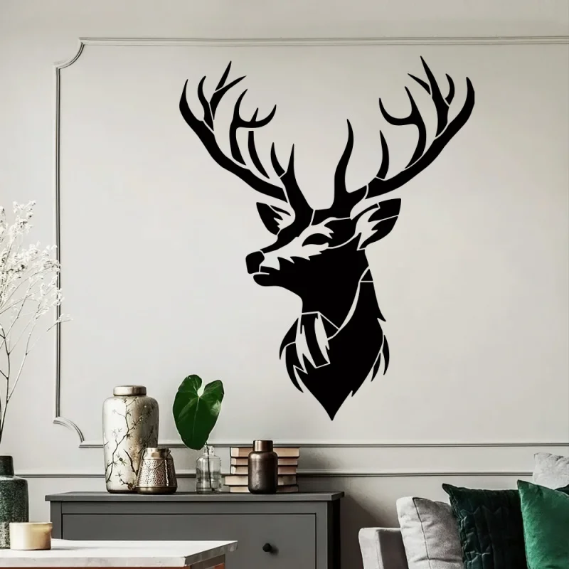 Buck Head Large Wall Stencil 30-50cm Antlers Reusable Plastic Template Hunting Lodge Decor Rustic Animal DIY Painting Furniture