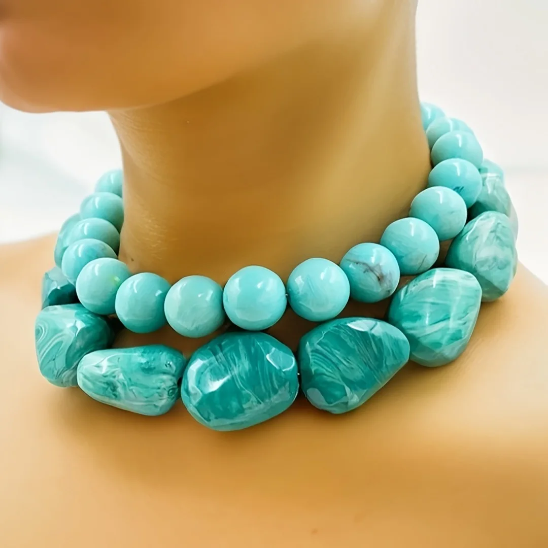

Bohemian Natural Turquoise Beaded Necklace for Women Adjustable Personalized Jewelry for Festivals Daily Wear
