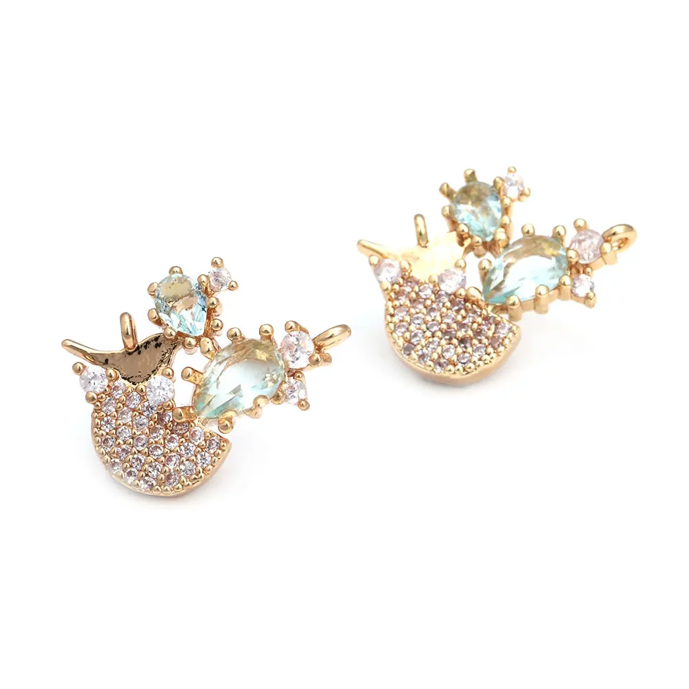 18K Gold Color Brass and Zircon Pigeon Birds Owl Peacock Charms Pendants High Quality Diy Jewelry Making Necklace Accessories