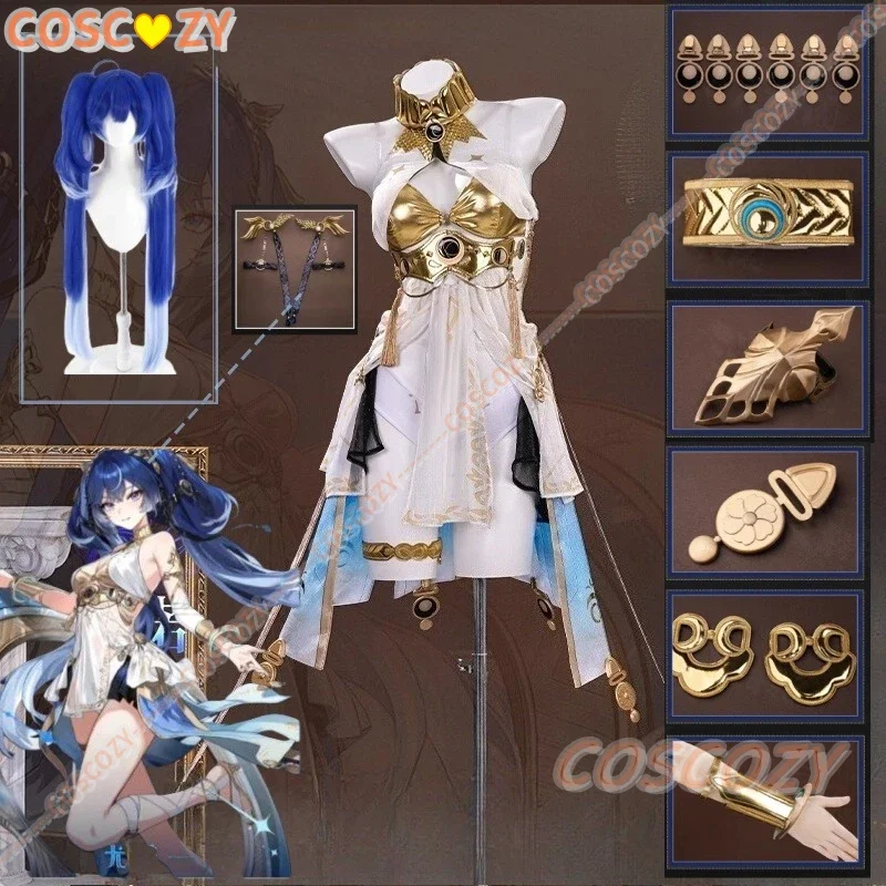 

Singing Tide Yono Cos одежда игра аниме костюм синий двойной парик из хвоща головные уборы вечерние женская карнавальная одежда