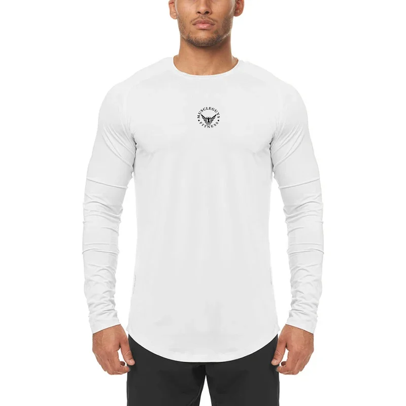 Mens Gym Mesh Quick-drying Clothing Cool Fitness Casual Clothing Fitness Comfortable Fashion Long Sleeve Slim Sporting Tshirt
