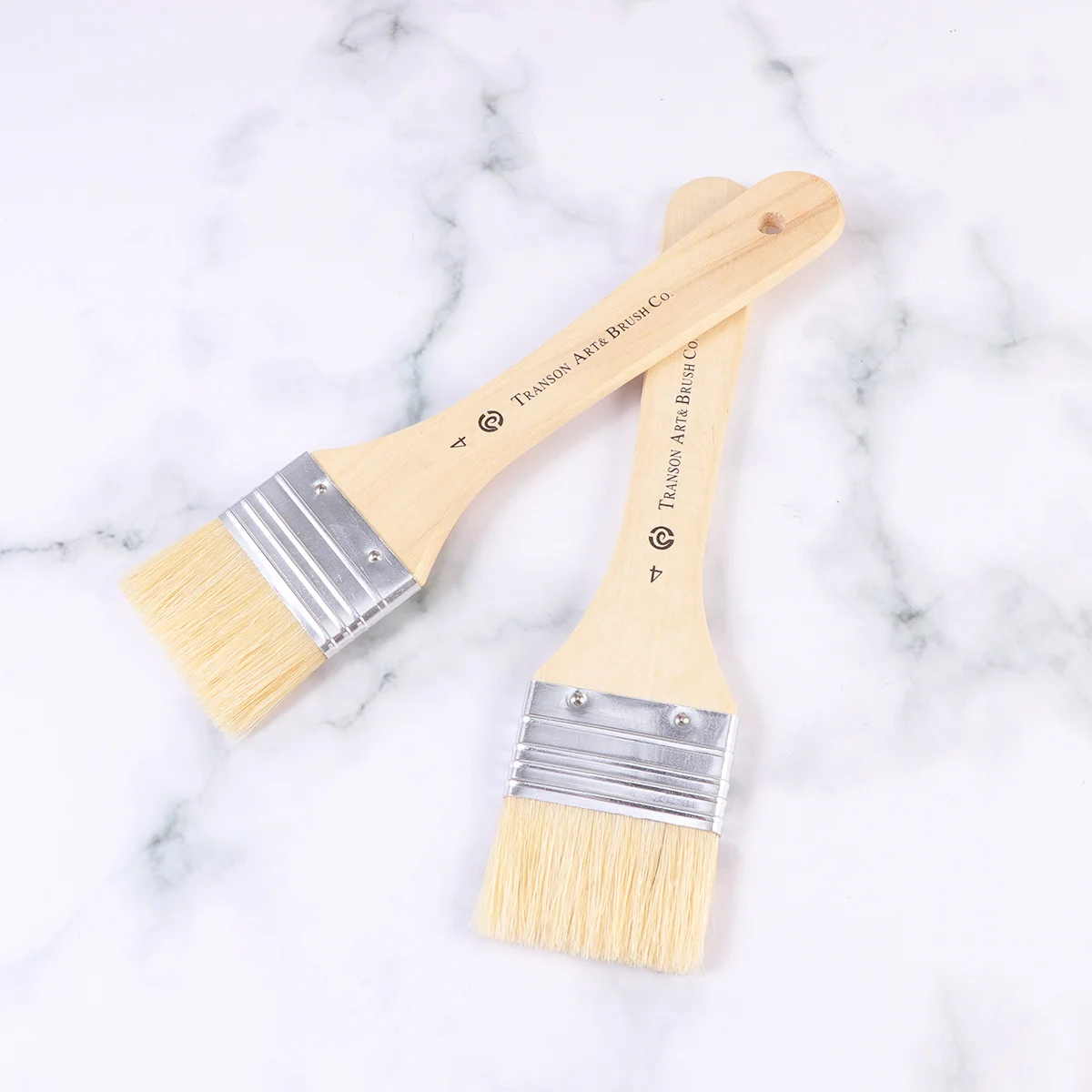 

2Pcs Oil Painting Brush Wooden Handles Short for Artists Acrylic Drawing Large Area Stencil Projects Wooden Oil Painting