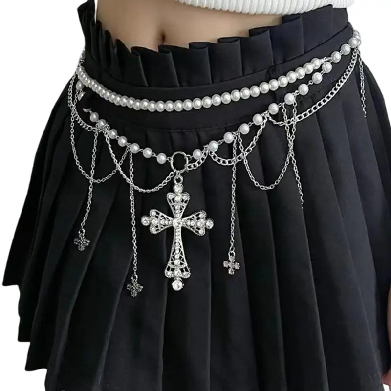Fashionable Silver Pearls Hip Belly Chain Accessory for Women Seeking