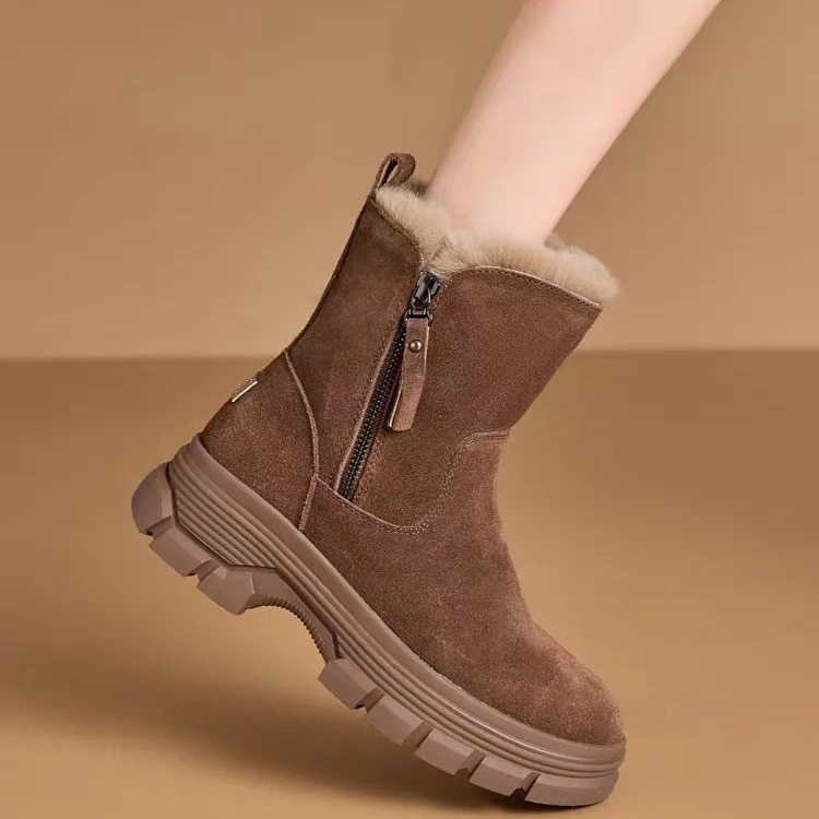 

Women's Winter Thiened Fce Lined Real Leather Snow Boots Casual ort Boots Warm Cotton Boots Faionable Single ...