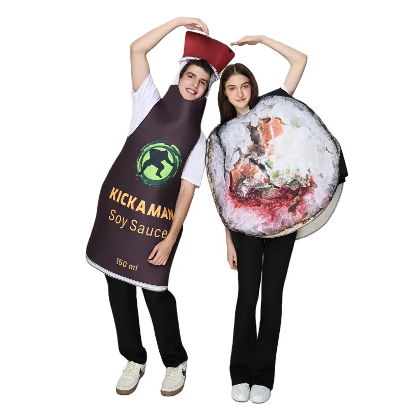 

EraSpooky унисекс взрослые пары суши-ролл костюм соевого соуса 2-х предметная туника Хэллоуин семейный костюм с едой один размер набор