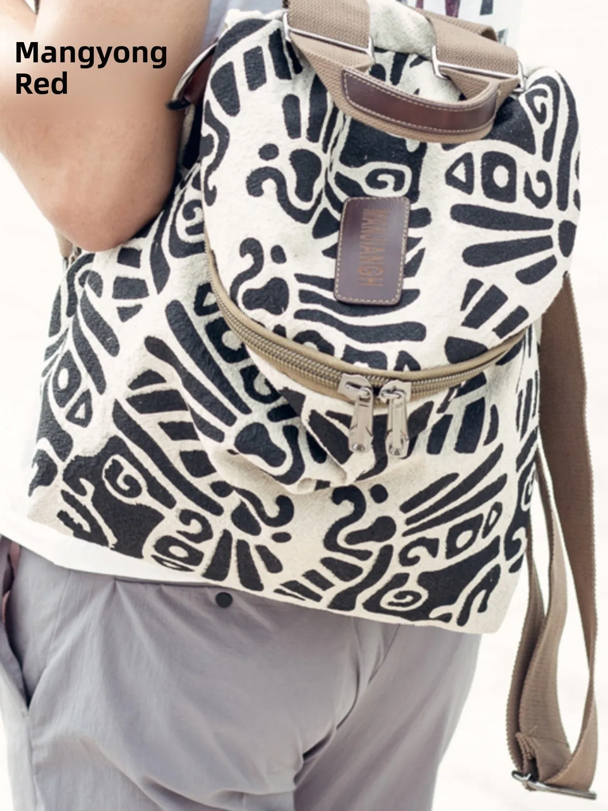 Tas Travel Kasual Bapa Kanvas Sederhana Warna Pink, Lipat, Katun Linen, Ukuran Kecil, Artistik, Motif Geometris