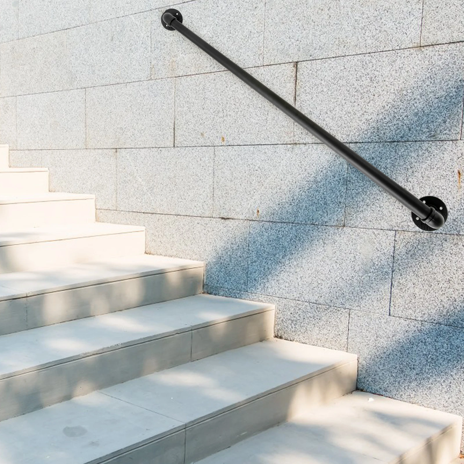 درابزين درج 4 أقدام، درابزين درج معدني، حاجز يدوي صناعي، درابزين درج معدني أسود بطول 1.22 متر/4 قدم، ارتفاع 8 سم/3.15 بوصة #3