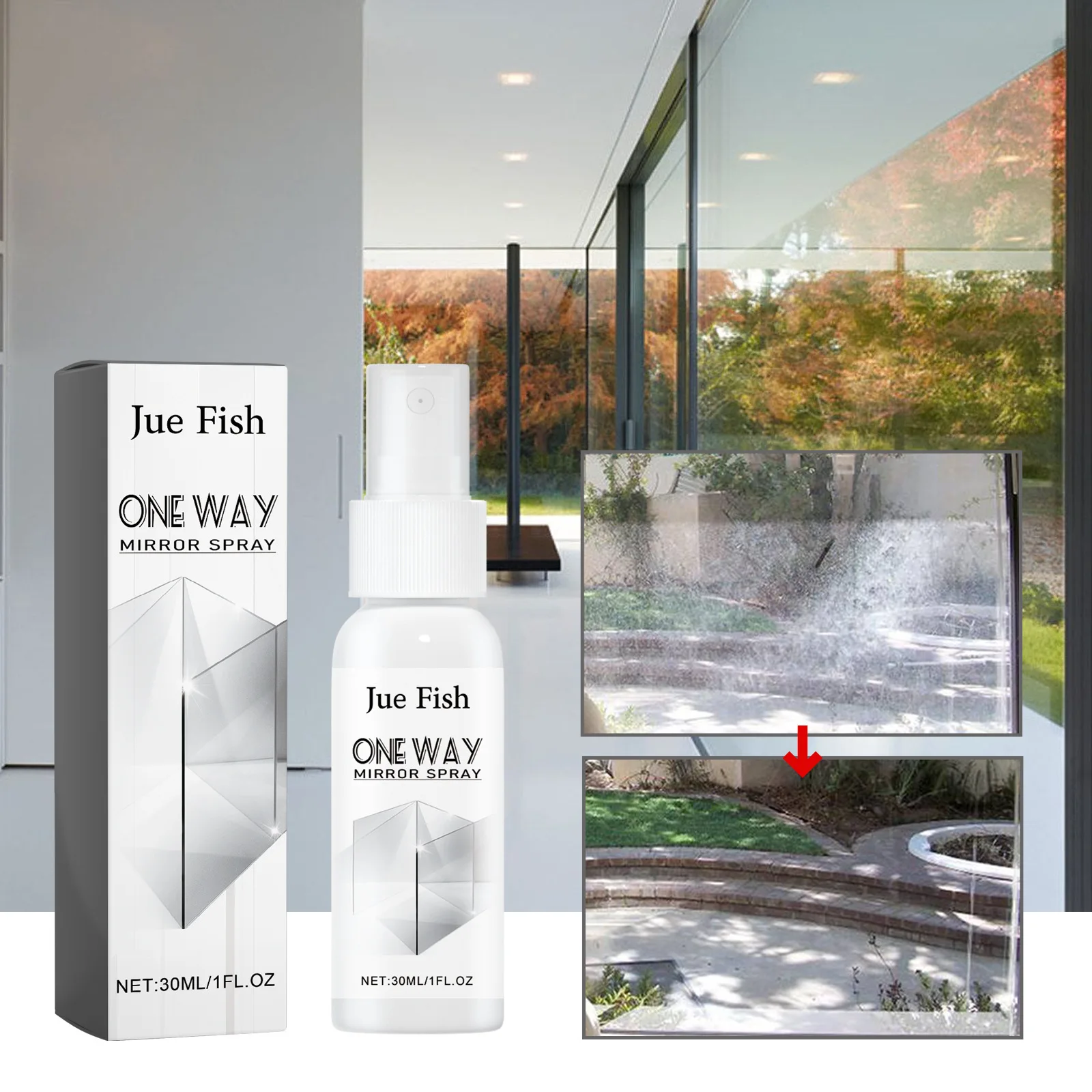 

One Way Mirror Spray 30ml - Privacy Window Film Alternative for Cars & Homes, Easy Spray-On Application with UV Protection