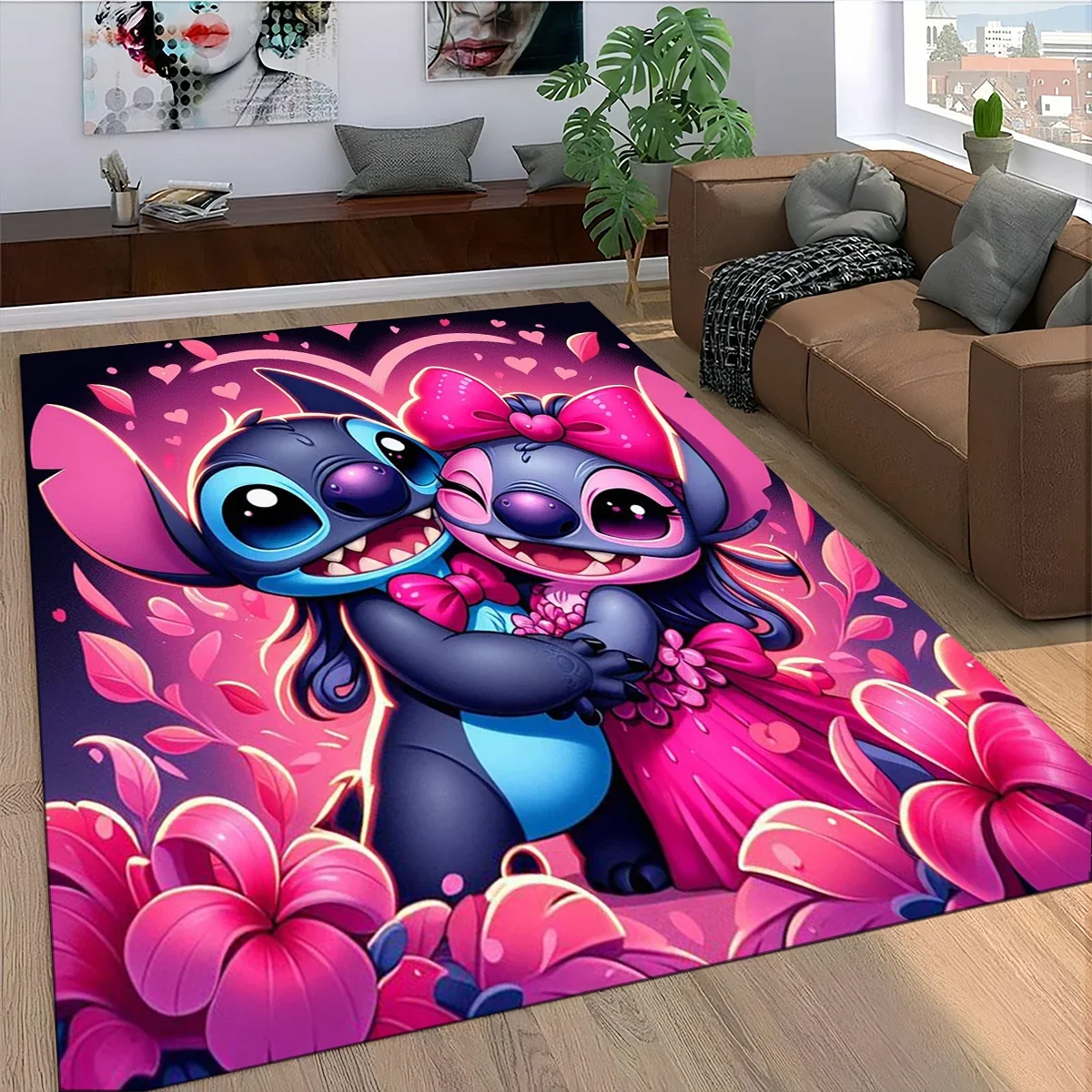 2025 New 27 Style Cartoon Stitch Disney Gift Carpet Rug for Bedroom Living Room Home Sofa Decoration,kids Play Decor Floor Mat