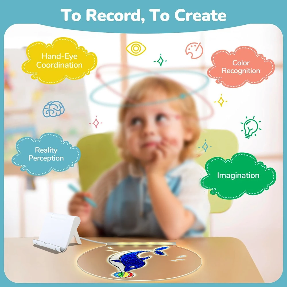 LED Note Board With Night Light Colorful 7 Pens DIY Acrylic Message Board Children‘s Drawing Board For Kids Birthday Gift
