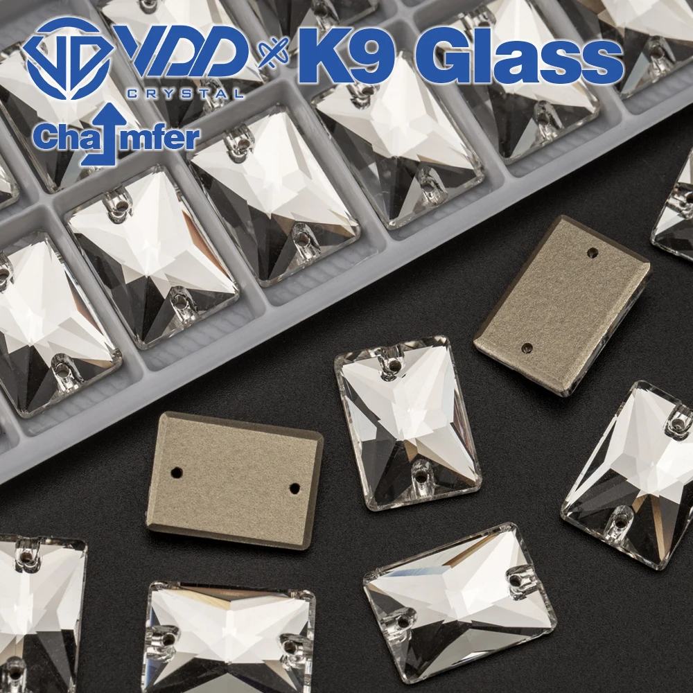 VDD Rechteckige K9-Glas-Strasssteine zum Aufnähen, klare Kristall-Strasssteine mit flacher Rückseite für Bastelarbeiten, Kleidung, Accessoires, Hochzeitskleider – Detail 7