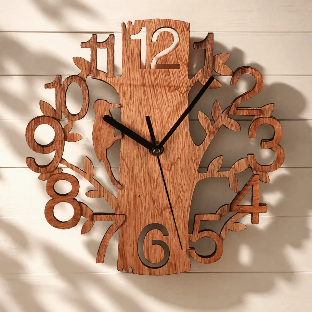 Silent Wooden Resin Clock Mold Round Shape Silent Movement Tree of Life Clock 10 Inch Wooden Wall Clock For Kitchen