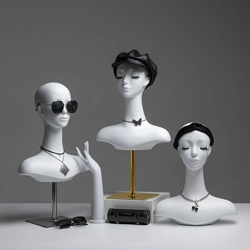 Elegant Velvet Display Head Mannequin Hat Scarf Jewelry Showcase Stand for Window Display Stands Boutique Decorative Props