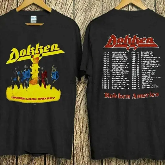 Dokken Band 1985 Under Lock And Key Cotton Black Unisex T-shirt VN2671