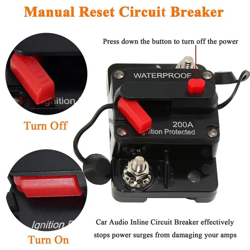 Car Circuit Breaker 30a 40a 50a 60a 70a 80a 100a 120a 150a 200a 250a 300a Amp Universal Portable Waterproof For Car Audio System