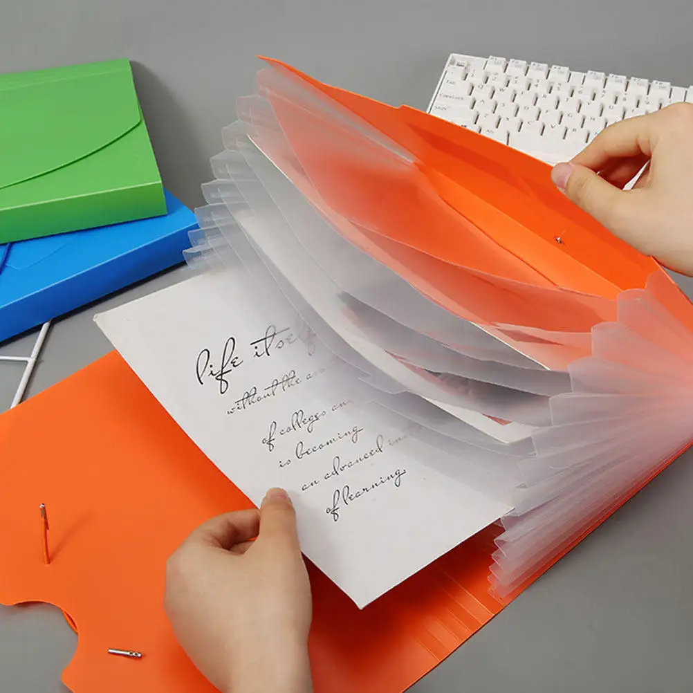 

Portable Accordion File Folder 12 Pockets Waterproof PP Material Document Organizer for Office School Home Use Bill Receipt