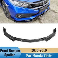 For Honda Civic 2016-2019 Front Bumper Spoiler Lower Lip Splitter Diffuser 3Pcs Front Bumper Protection Guard Cover Trim
