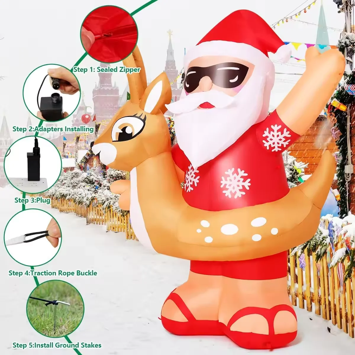 6.3FT Inflatable Santa Decor Amusement Park Products New Years Navidad Party Props