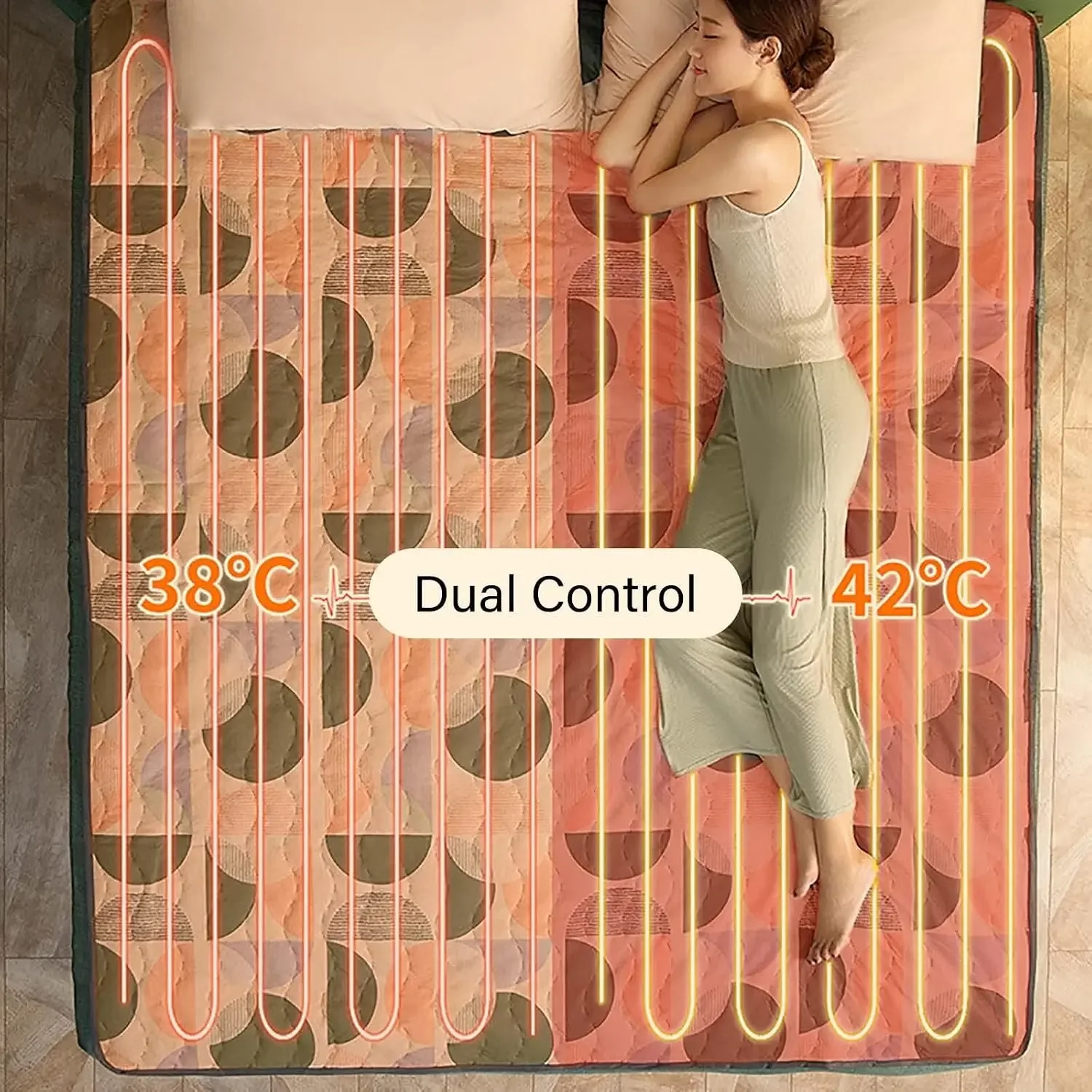 Electric Blanket, Heated Throw Blanket, Comfort Electric Blanket Throw Dual Control with 4 Heating Levels & 2/4/8/12h Timer, Fas
