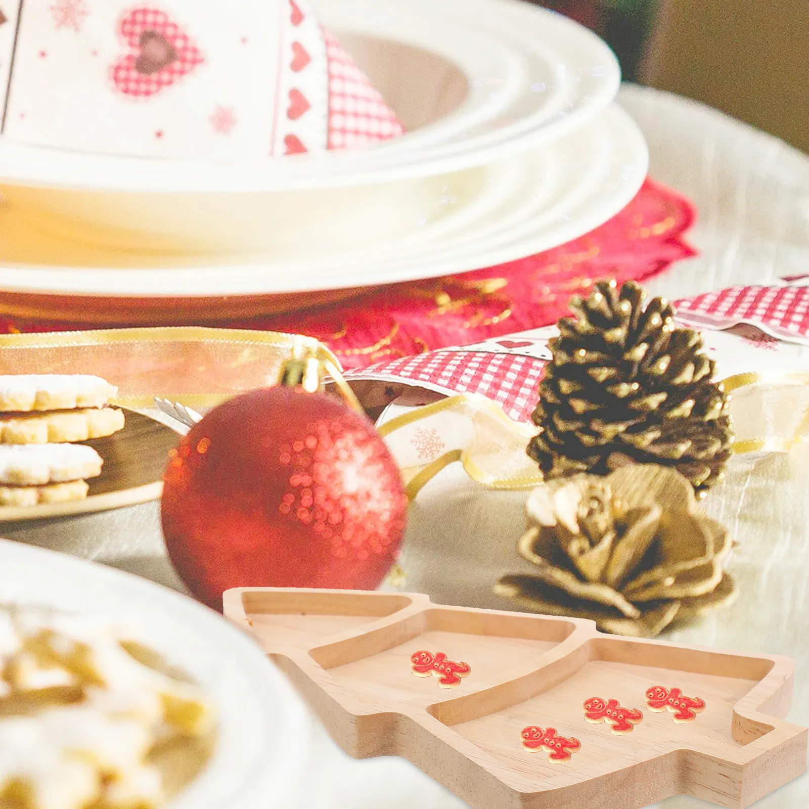 Xmas Tree Shaped Wood Plate La - Xmas Food Snacks recension och pris