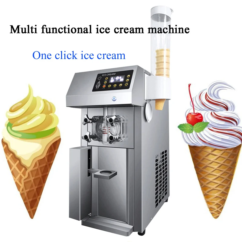 Soft Ice Cream Machines 18-28L/H Commercial Sorbet Coolers Tricolor Desktop Sweet Cone Freezing Equipment Vending Machine