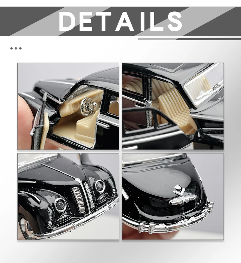 Modelo de Carro Clássico BMW em Liga Metálica Fundida 1:36, Miniatura de Carro Retrô com Fricção para Coleção e Exibição de Presente
