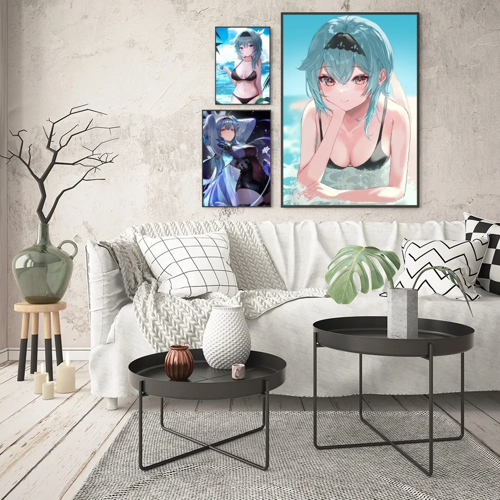 1pc Eula Lawrence Genshin Impact Anime Girl Poster Good Quality Vintage Room Home Bar Cafe Decor Aesthetic Art Wall Painting