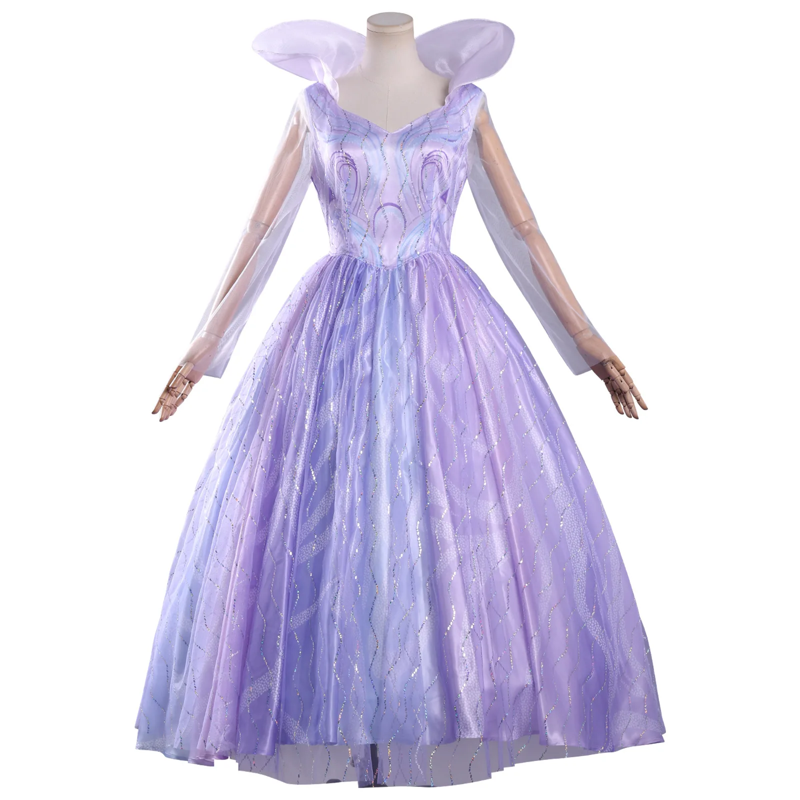 

Wicked Witch2 Glinda Cosplay Costumes Purple Long Dress With Headwear Shiny Fabric Adorned With Sequins For Halloween Party Suit