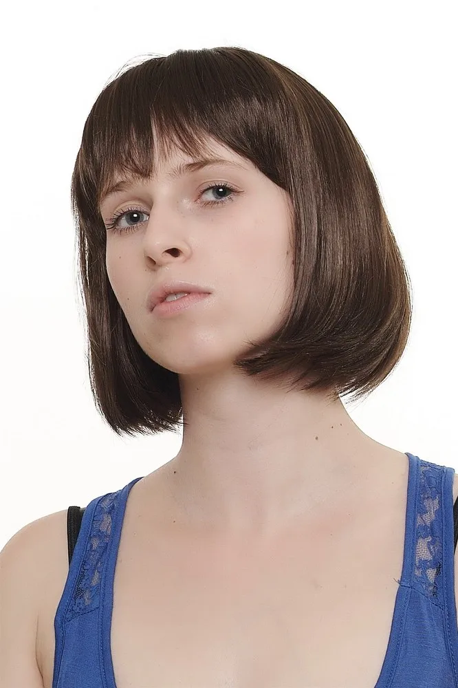 Wig Ladies Wig Woman Bob Longbob Page Pony Fringed Short Straight Brown 1251-6-