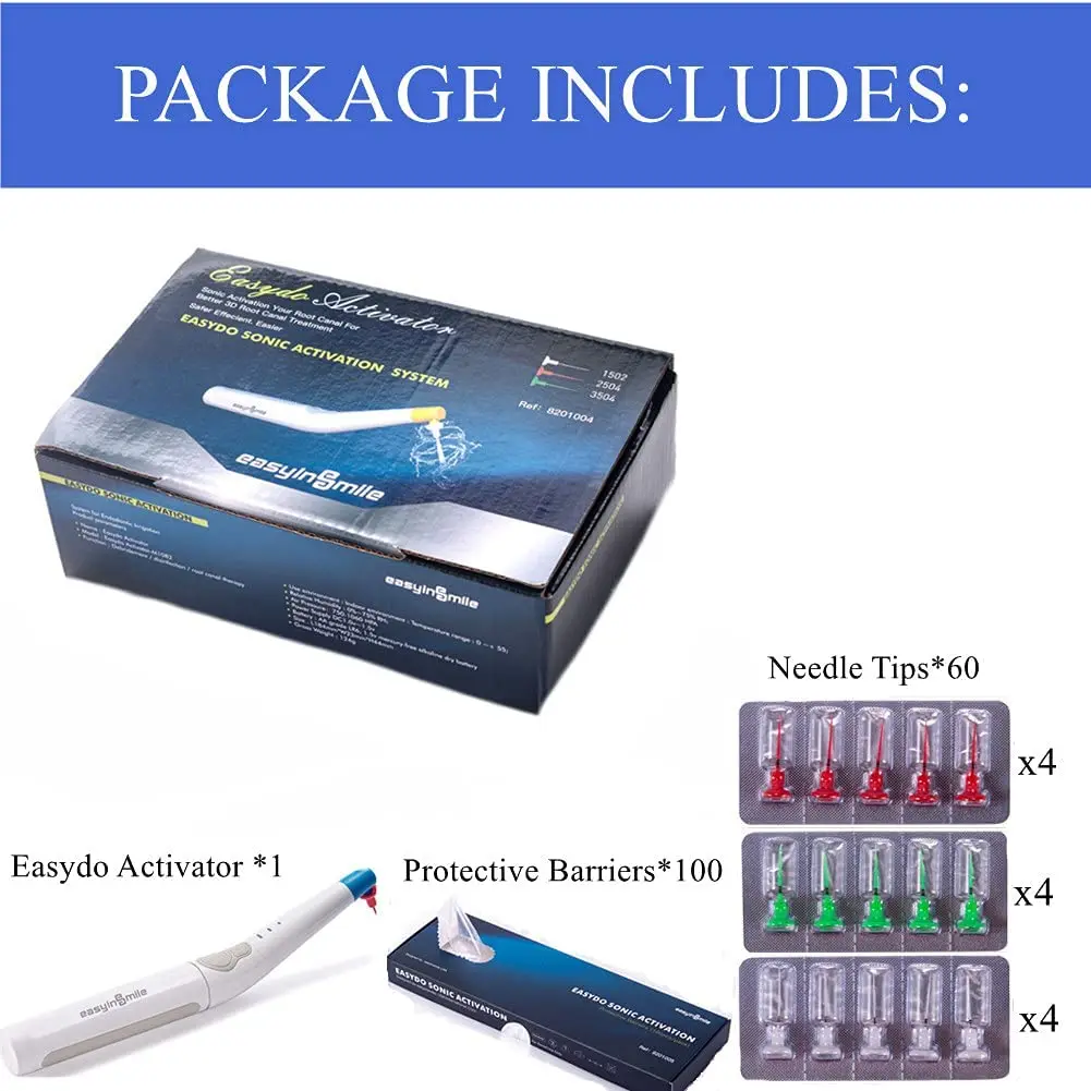 Easyinsmile Endo Sonic Activator Dental Root Canal 3D Irrigator with Bendable Never Break 60 Tips Free