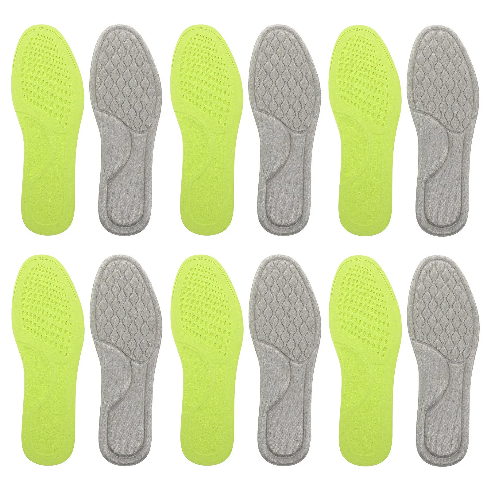

6Pairs Soft Comfortable Breathable Shoe Insoles Sweat Absorbing Foot Massage Inserts for Summer Thin Daily Use Replacement
