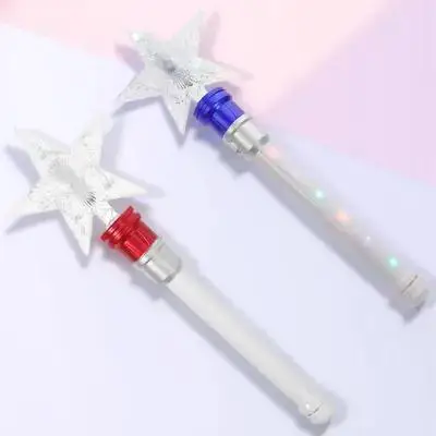 

2pcs Star Glitter Light Up Wands Led Flashing Glow Sticks Spinning Party Decor For Christmas s Girls Festival