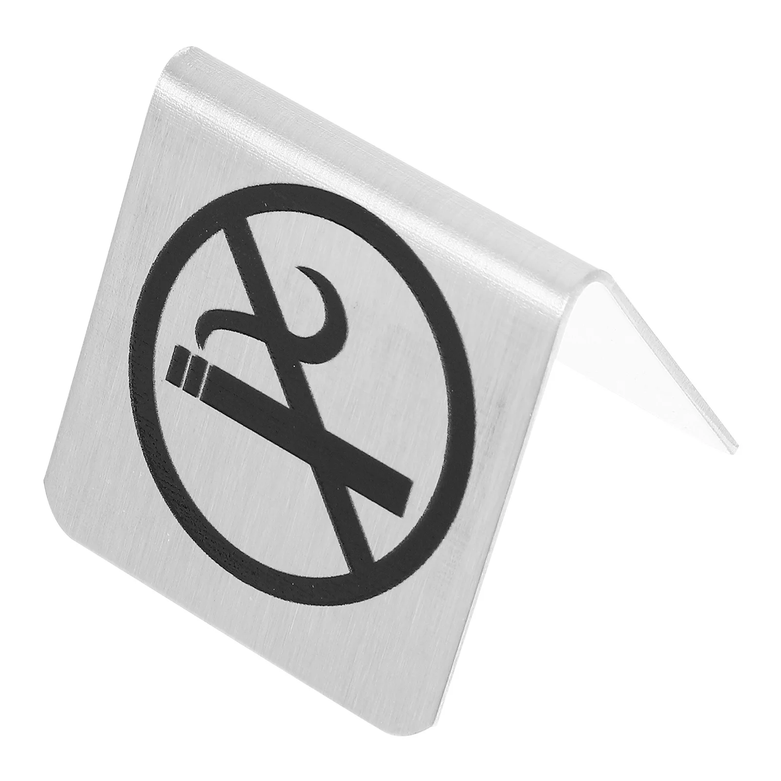 

Durable Stainless Steel No Smoking Table Sign Tent Shape Stackable Indoor Outdoor No Smoking Reminder Board for Public Places
