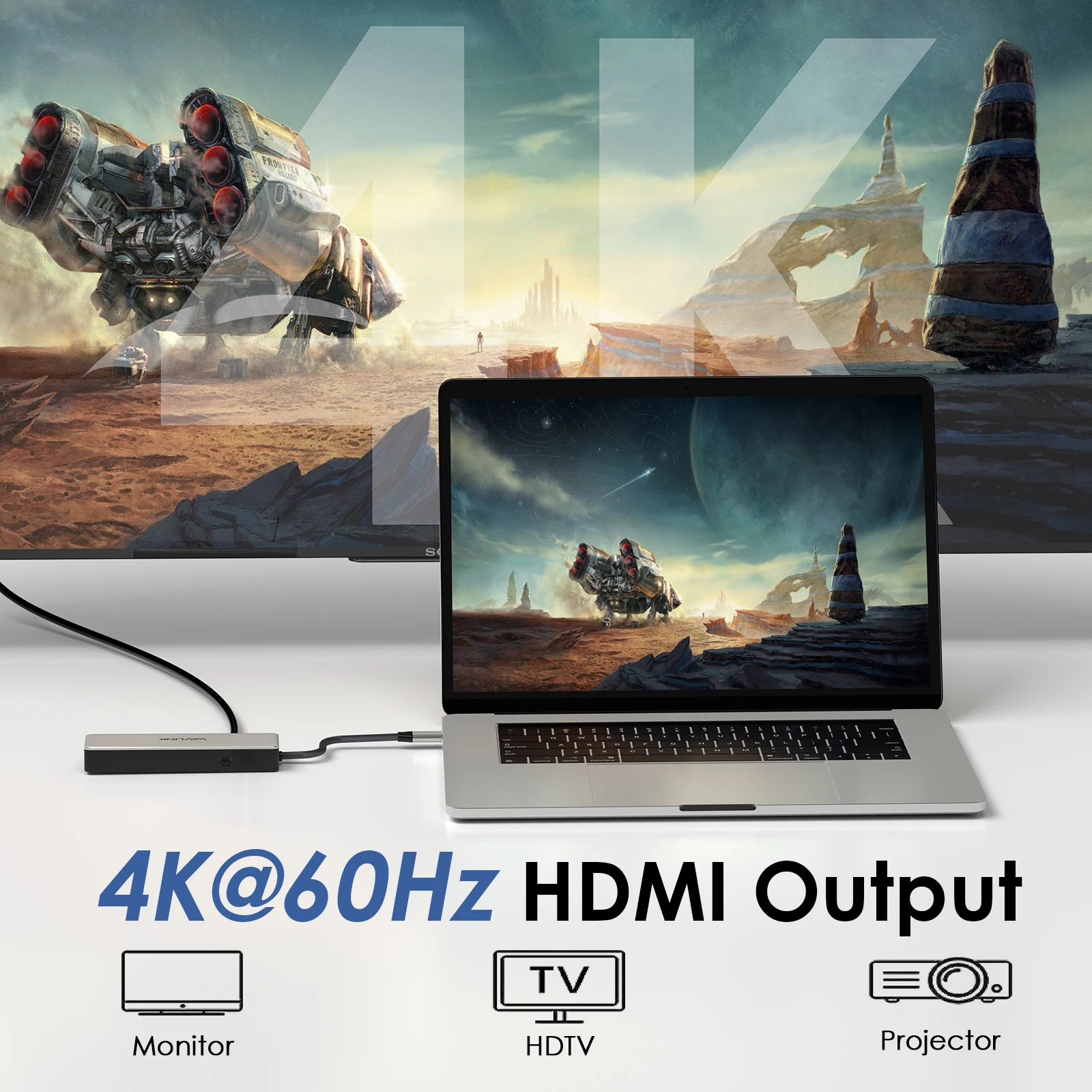 WAVLINK-USB C إلى محطة إرساء HDMI ، 2x10 جيجابايت لكل ثانية ، 100 واط ، PD ، 2.5G ، RJ45 ، ماك بوك برو ، الهواء ، باد ، ديل ، HP ، لينوفو #3